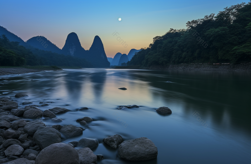 兴坪山水自然山水如画阳朔夜色自然摄影户外摄影著名景点图片,高清,摄影图,摄影图片,图片大全,摄影图免费下载